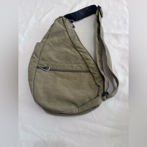 AmeriBag Healthy Back Bag | Distressed Nylon Sling | Olive Green | Small